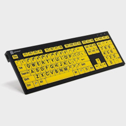 Clavier noir à grosses touches jaunes et caractères noir