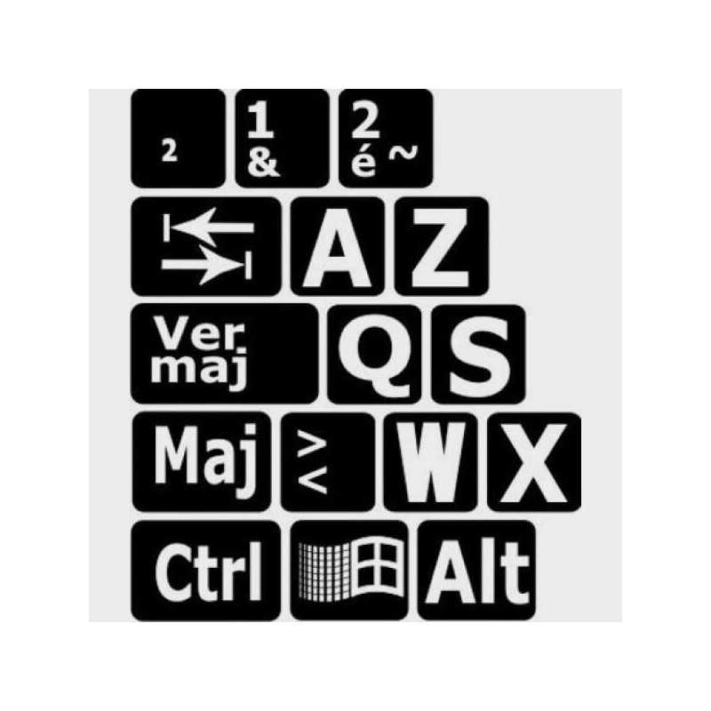 Autocollants clavier francais lettres Majuscules pour PC