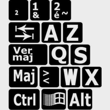 Autocollants clavier francais lettres Majuscules pour PC