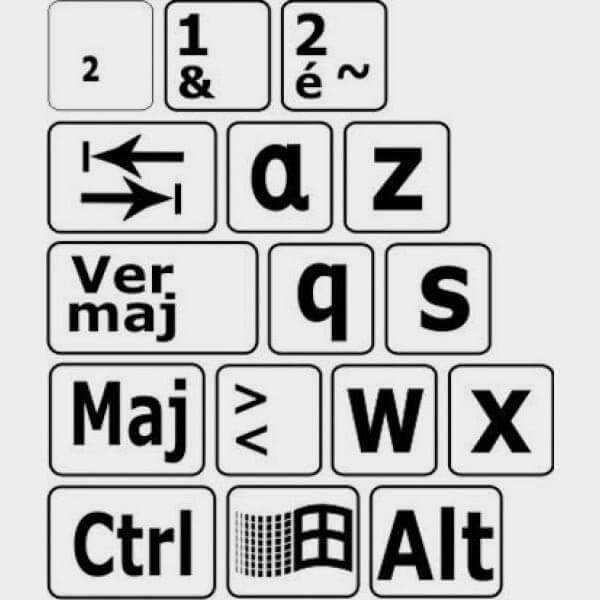 Autocollants lettres minuscule clavier francais pour PC