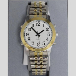 Montre parlante bicolore homme bracelet extensible