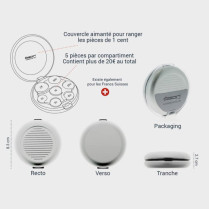 Porte-monnaie moderne en aluminium caracteristiques