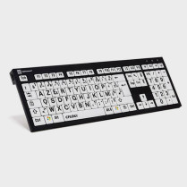 Clavier noir à grosses touches blanches et caractères noir