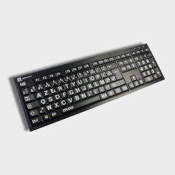 Clavier noir à grosses touches noires et caractères blanc