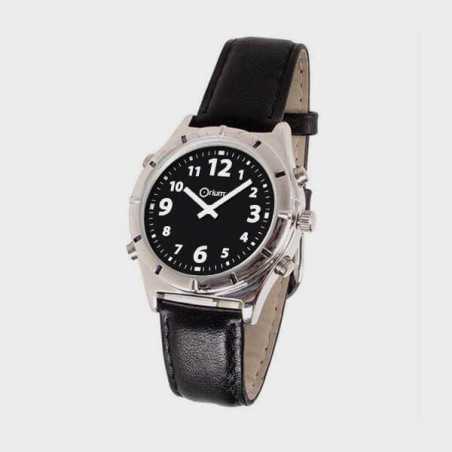 Montre parlante fond noir avec date et heure