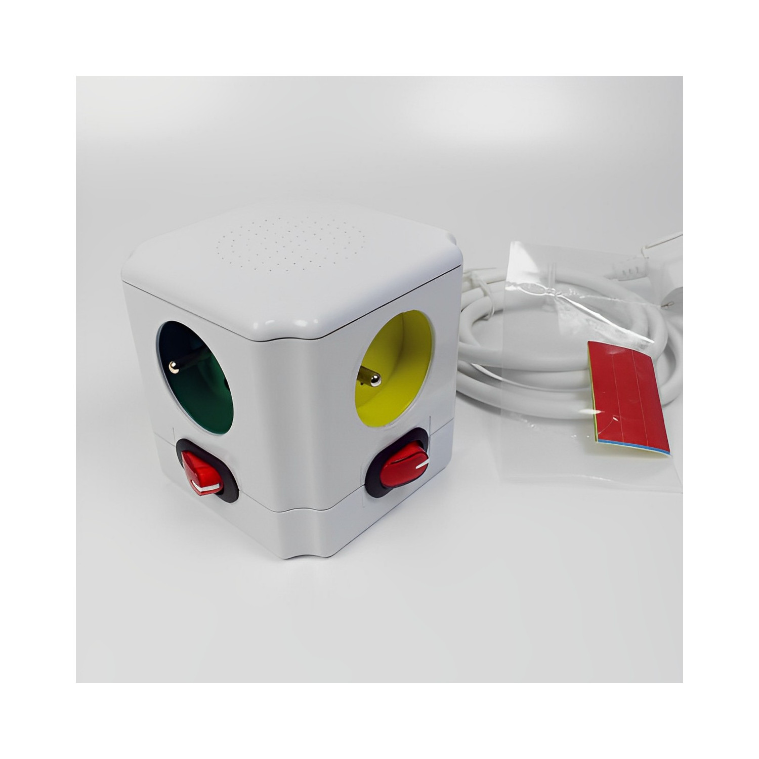 Cube Multiprise Electrique 4 Prises Couleur avec Interrupteur