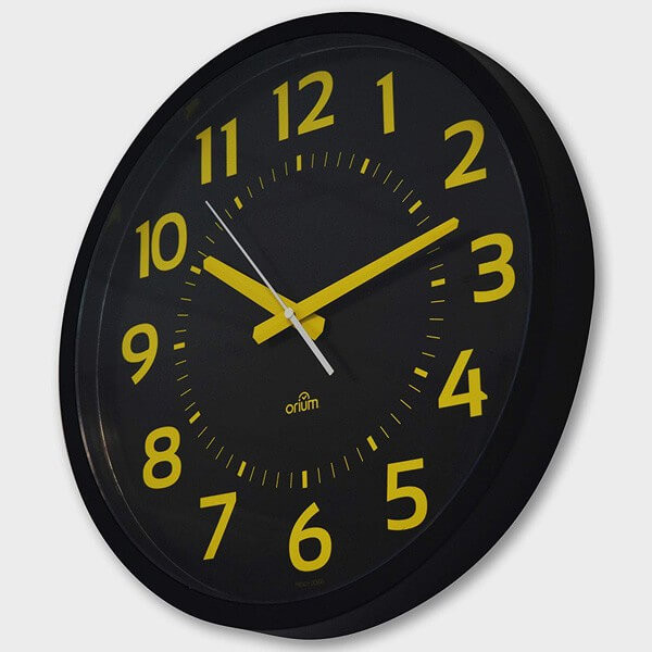 Horloge silencieuse 40cm à gros chiffres jaune pour malvoyant