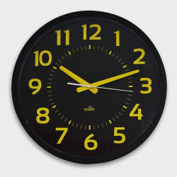 Horloge silencieuse 40cm à gros chiffres jaune