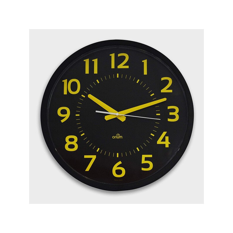 Horloge silencieuse 40cm à gros chiffres jaune