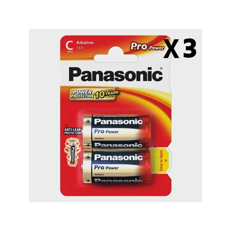 Pack de 3 x 2 piles LR14 Panasonic