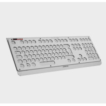 Clavier mac ultra fin à grosses touches noires sur fond blanc