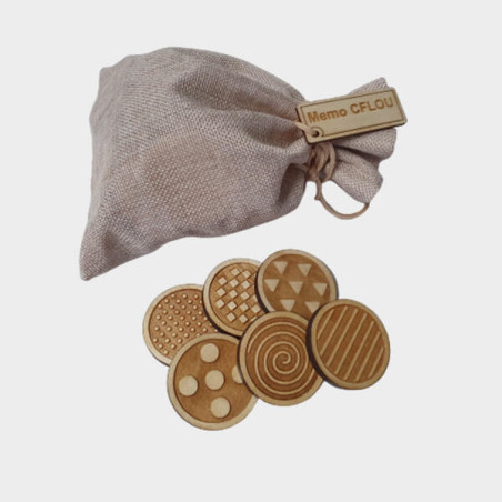 Jeu Mémo formes en bois pour aveugle