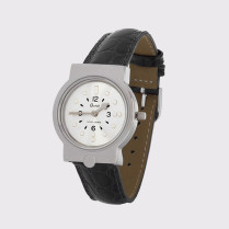 Montre braille argenté bracelet en cuir