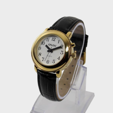 Montre parlante simplifiée femme dorée Montre parlante simplifiée femme dorée
